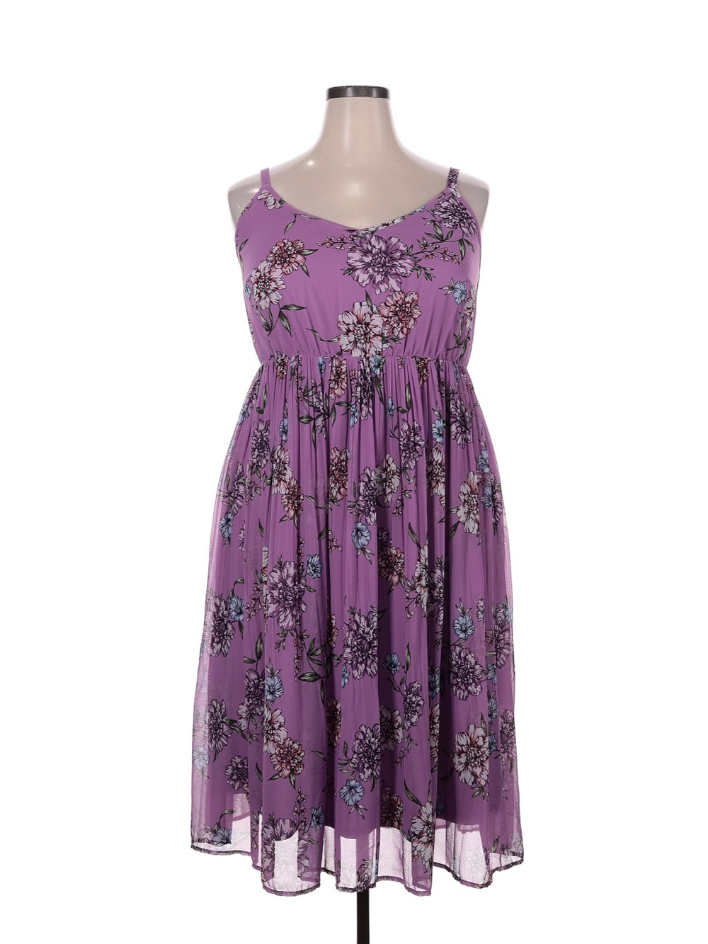 Torrid Purple Floral Spaghetti-Strap Midi Dress
